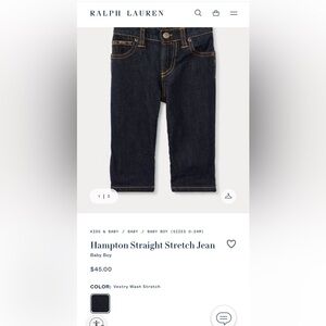 Ralph Lauren baby boy Hampton Straight Stretch Jean size 3mo